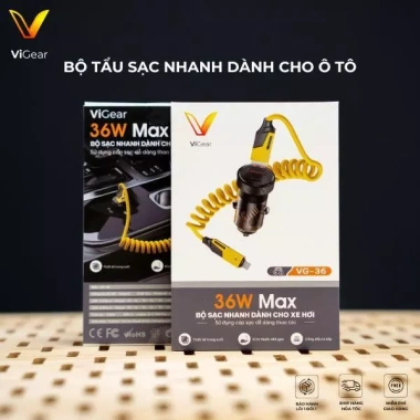 Bộ tẩu sạc ô tô ViGear VG-36 trong suốt 4in1 QC3.0 PD3.0 PPS, USB-C & USB-A - Sạc nhanh 189k
