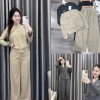 Bộ Tết Sét chất tăm hàn áo cài tay dài và quần suông cạp cao size S-XL 40-70kg 230k