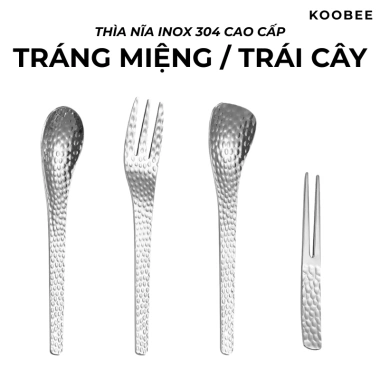 Bộ Thìa Nĩa Inox 304 Vân Rắn 2 Màu - Dùng Tráng Miệng, Trái Cây, Nhà Hàng, Khách Sạn Giá 19.000 VND