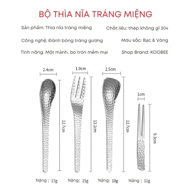 Bộ Thìa Nĩa Inox 304 Vân Rắn 2 Màu - Dùng Tráng Miệng, Trái Cây, Nhà Hàng, Khách Sạn Giá 19.000 VND