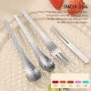 Bộ Thìa Nĩa Inox 304 Vân Rắn 2 Màu - Dùng Tráng Miệng, Trái Cây, Nhà Hàng, Khách Sạn Giá 19.000 VND 4