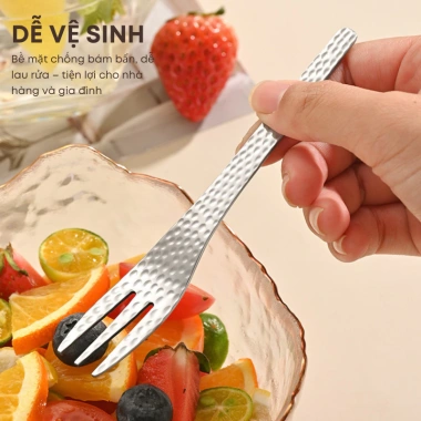 Bộ Thìa Nĩa Inox 304 Vân Rắn 2 Màu - Dùng Tráng Miệng, Trái Cây, Nhà Hàng, Khách Sạn Giá 19.000 VND