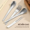 Bộ Thìa Nĩa Inox 304 Vân Rắn 2 Màu - Dùng Tráng Miệng, Trái Cây, Nhà Hàng, Khách Sạn Giá 19.000 VND 6