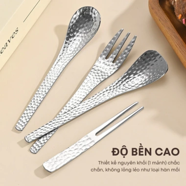 Bộ Thìa Nĩa Inox 304 Vân Rắn 2 Màu - Dùng Tráng Miệng, Trái Cây, Nhà Hàng, Khách Sạn Giá 19.000 VND