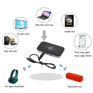 Bộ Thu Phát Âm Thanh Bluetooth B6 2 in 1 - Nhận & Phát cho Xe Hơi, Loa, Amply, PC, TV - Giá chỉ 73.554 VND