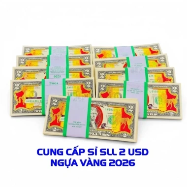 Bộ Tiền 2 Đô Hình Con Ngựa 2.026 - 2 USD Mạ Vàng, Lưu Niệm Tết Bính Ngọ 38.000đ 2