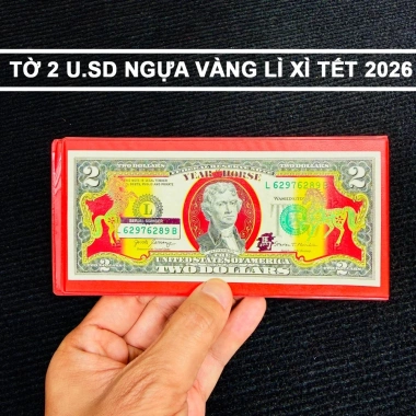 Bộ Tiền 2 Đô Hình Con Ngựa 2.026 - 2 USD Mạ Vàng, Lưu Niệm Tết Bính Ngọ 38.000đ 5