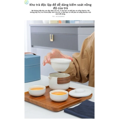 Bộ trà du lịch gốm Một nồi Hai cốc - Di động, dùng ngoài trời, chỉ 157.500₫ 5