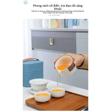 Bộ trà du lịch gốm Một nồi Hai cốc - Di động, dùng ngoài trời, chỉ 157.500₫ 6