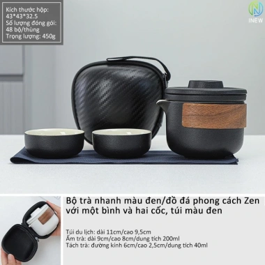 Bộ trà du lịch gốm Một nồi Hai cốc - Di động, dùng ngoài trời, chỉ 157.500₫ 10