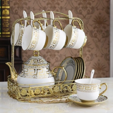 Bộ Trà Gốm Châu Âu Cao Cấp - Trà Chiều, Cà Phê Thơm Anh, Phòng Khách Sáng Tạo, Giá ưu đãi 409.315 VND