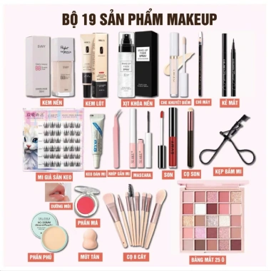 Bộ Trang Điểm 19 Sản Phẩm + 13 Cơ Bản - Có MI, Giá Ưu Đãi 229k Cho Người Mới Học