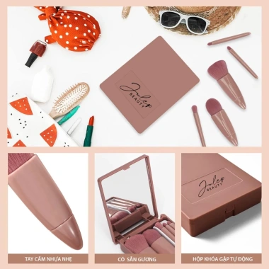Bộ Trang Điểm 5 Cọ + Gương Mini JULEPBEAUTY Phấn phủ, kem nền, mắt - Giá 37.800đ 4
