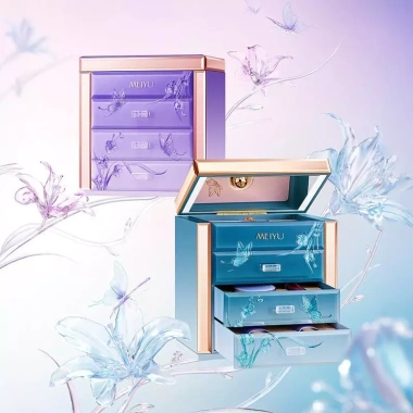 Bộ Trang Điểm MEIYU 12 Món Màu Tím Hộp Cốp Gương LED Túi Đựng - Quà Tặng 1.14 Triệu