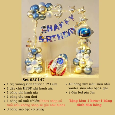 Bộ trang trí sinh nhật trụ vuông 1.2x1.6m kèm bơm, băng dính bóng - Chỉ 147k 7 Bộ trang trí sinh nhật trụ vuông 1.2x1.6m kèm bơm, băng dính bóng - Chỉ 147k 7
