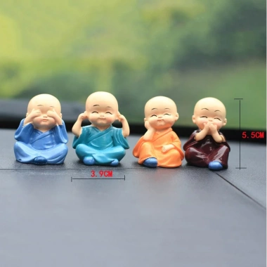 Bộ Tượng Bốn Chú Tiểu Hoà Thượng Tứ Không Ngộ Nghĩnh - Trang Trí Taplo Xe Ô Tô, Quà Tặng Bình An, Giá 60.000đ