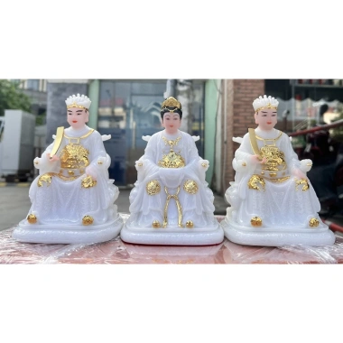 Bộ tượng ông bà táo đá Đài Loan 6 inch, cao 15cm, màu trắng - Giá chỉ 2.250.000₫