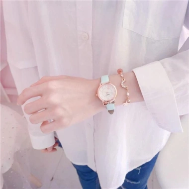 Bộ vòng tay đồng hồ YUNAUN - Đồng hồ da thạch anh, tai mèo dễ thương, giảm giá 22% 5