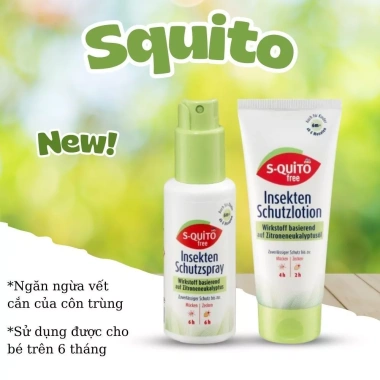 Bộ Xịt Chống Muỗi, Kem, Thanh Lăn, Gel Squito Free cho Bé Sơ Sinh - Đức, Giá chỉ 185.000₫