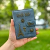 Bọc hộ chiếu xanh xám pastel, quai gài, gắn tên, charm cá tính, ngăn thẻ SIM 139k