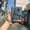 Bọc hộ chiếu xanh xám pastel, quai gài, gắn tên, charm cá tính, ngăn thẻ SIM 139k 2