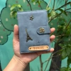 Bọc hộ chiếu xanh xám pastel, quai gài, gắn tên, charm cá tính, ngăn thẻ SIM 139k 3