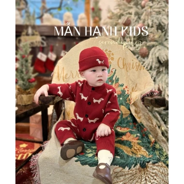 Bodysuit len chó đỏ đô bé trai tặng mũ, đồ tết Noel siêu xinh - Giá 189.000₫ 4