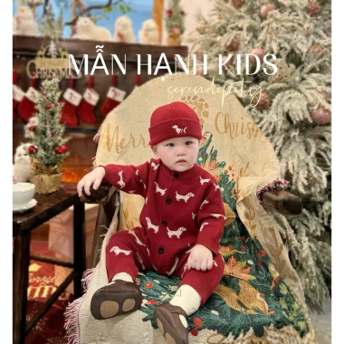 Bodysuit len chó đỏ đô bé trai tặng mũ, đồ tết Noel siêu xinh - Giá 189.000₫ 5