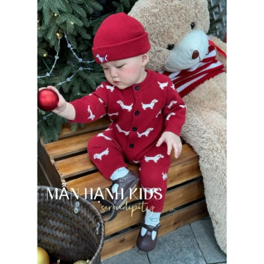 Bodysuit len chó đỏ đô bé trai tặng mũ, đồ tết Noel siêu xinh - Giá 189.000₫ 6