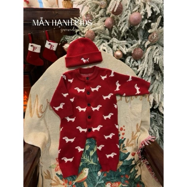Bodysuit len chó đỏ đô bé trai tặng mũ, đồ tết Noel siêu xinh - Giá 189.000₫ 7