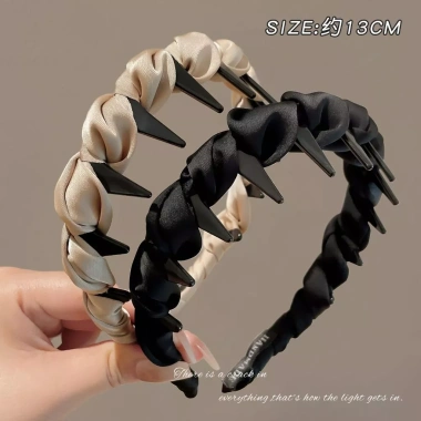 Bờm Băng Đô Răng Sóng Đen Nâu - Be Phủ Satin Phong Cách Hàn Quốc Mẫu Mới 15.000₫