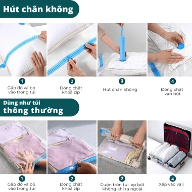 Bơm tay hút chân không cho túi, gọn quần áo, chăn mền, tiết kiệm diện tích, giá chỉ 16.000đ 8