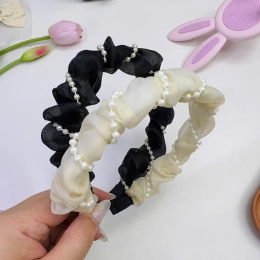 Bờm tóc bé gái voan hạt trai nhân tạo Tiểu Thư Dễ Thương L017 - 17,460₫