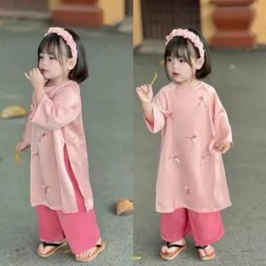 Bờm tóc nhún phồng đính hạt trai cho bé gái - Đồ tết áo dài Y041 giá 15.000 VND