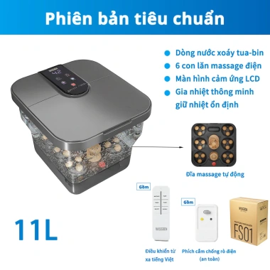 Bồn Ngâm Chân Massage Gấp Gọn Wisezen - Tự Động, Con Lăn, Hồng Ngoại Sục Khí, Giá Ưu Đãi 519k 10
