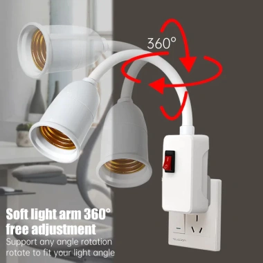 Bóng Đèn LED E27 Đế Giá Đỡ, Bộ Chuyển Đổi + Công Tắc EU‑US‑UK, Tiết Kiệm 39.600₫ 3