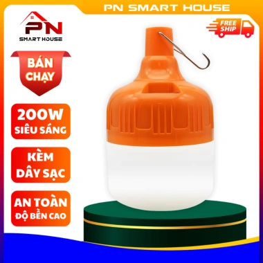 Bóng đèn LED sạc tích điện 150W siêu sáng dùng 6-8h, có móc treo, giá 46.000 VND