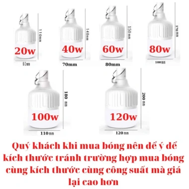 Bóng đèn LED tích điện sạc pin đa năng 20-120W siêu sáng, giá chỉ 80.000₫