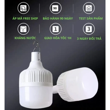 Bóng đèn LED tích điện sạc pin đa năng 20-120W siêu sáng, giá chỉ 80.000₫