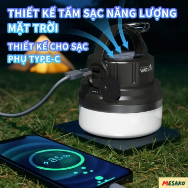 Bóng đèn tích điện cổng sạc Type-C và sạc năng lượng mặt trời chống thấm, cho hoạt động ngoài trời, giá chỉ 139.000₫ 6