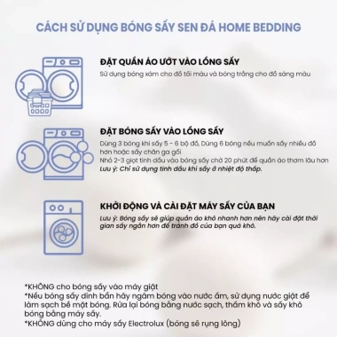 Bóng sấy len lông cừu Sen Đá Home Bedding 7-8cm - mềm, giảm tĩnh điện, tiết kiệm năng lượng, giá 265k 6 Bóng sấy len lông cừu Sen Đá Home Bedding 7-8cm - mềm, giảm tĩnh điện, tiết kiệm năng lượng, giá 265k 6