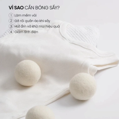 Bóng sấy lông cừu NewZealand khô nhanh, tiết kiệm điện, chống nhăn - Ogi Home BS01 53k 3 Bóng sấy lông cừu NewZealand khô nhanh, tiết kiệm điện, chống nhăn - Ogi Home BS01 53k 3