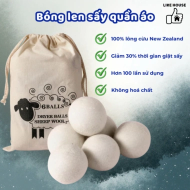 Bóng Sấy Quần Áo Len Lông Cừu New Zealand Khô Nhanh Tiết Kiệm Chống Nhăn Thơm LIKE BS01