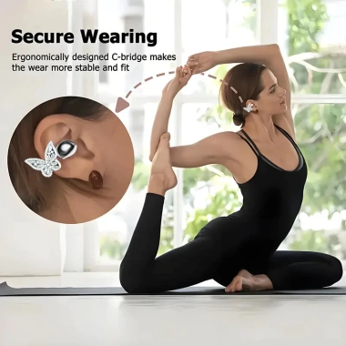 Bông tai Bluetooth không dây, thiết kế mở kẹp tháo rời, ANC giảm tiếng ồn, phù hợp thể thao nữ, quà tặng 3 Bông tai Bluetooth không dây, thiết kế mở kẹp tháo rời, ANC giảm tiếng ồn, phù hợp thể thao nữ, quà tặng 3