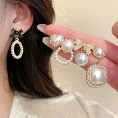 Bông tai kim cương ngọc trai retro, phụ kiện thời trang cao cấp cho nữ - Giá ưu đãi 28.520 VND 8