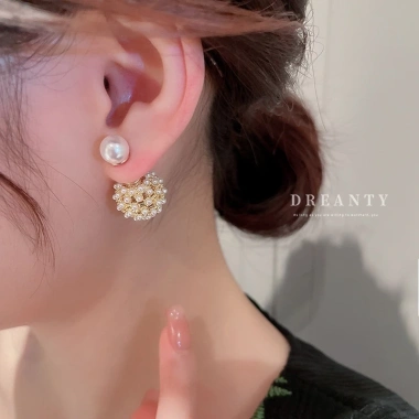 Bông tai mạ bạc kim cương ngọc trai Hàn Quốc thời trang cho nữ - 23.400đ 4