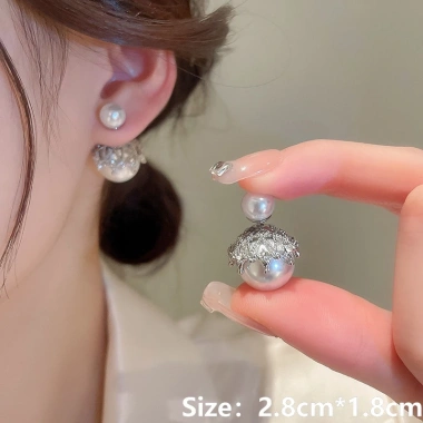 Bông tai mạ bạc kim cương ngọc trai Hàn Quốc thời trang cho nữ - 23.400đ 10