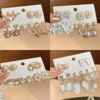 Bông tai ngọc trai cổ điển Pháp đính đá và hoa - Phụ kiện sang trọng nữ, giảm 21% còn 77.290₫ 2
