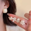 Bông tai ngọc trai cổ điển Pháp đính đá và hoa - Phụ kiện sang trọng nữ, giảm 21% còn 77.290₫ 3