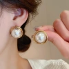 Bông tai ngọc trai nhân tạo hình tròn DREJEW nữ Kiểu cổ điển giảm giá 38.000đ 3